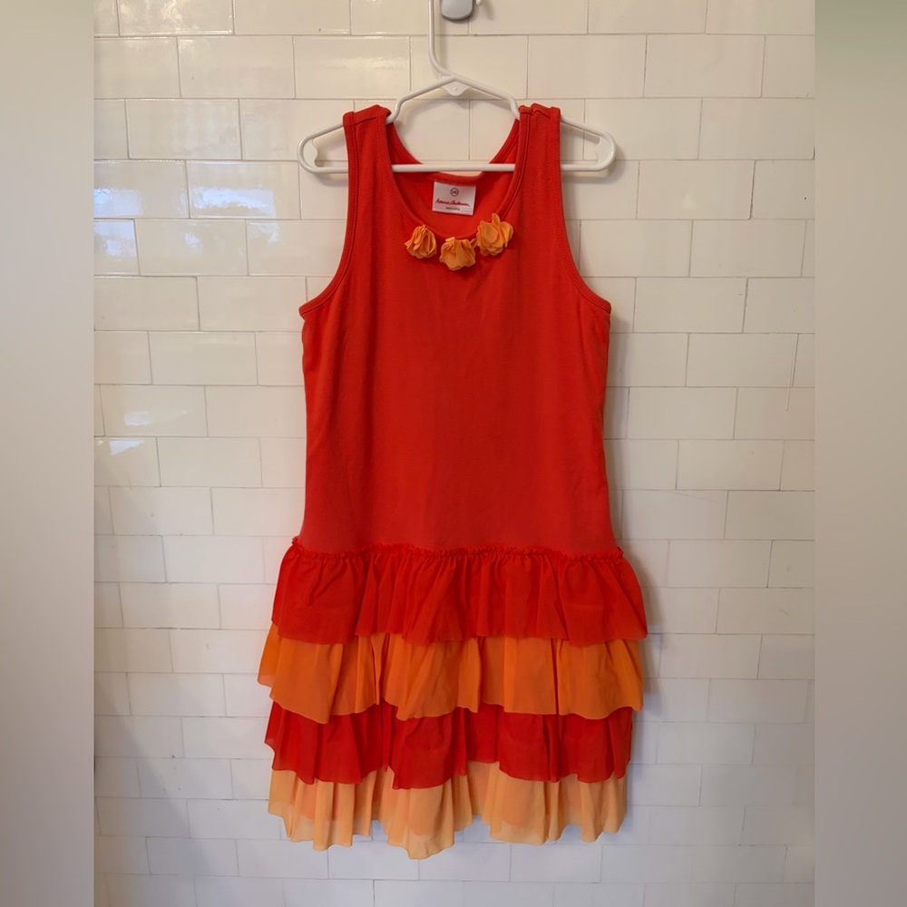 Hanna Andersson Red Dress with Orange Accents